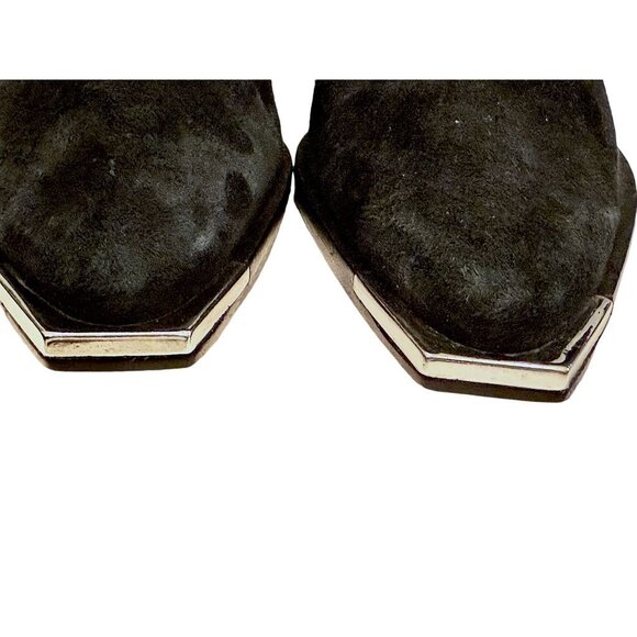 Schutz Alexxa Womens Western Fringe Boots Black Suede 5.5B NWOB - Picture 6 of 9